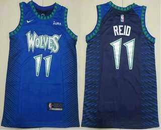 Mens Minnesota Timberwolves #11 Naz Reid Blue Black City Edition Swingman Stitched Jersey->minnesota timberwolves->NBA Jersey